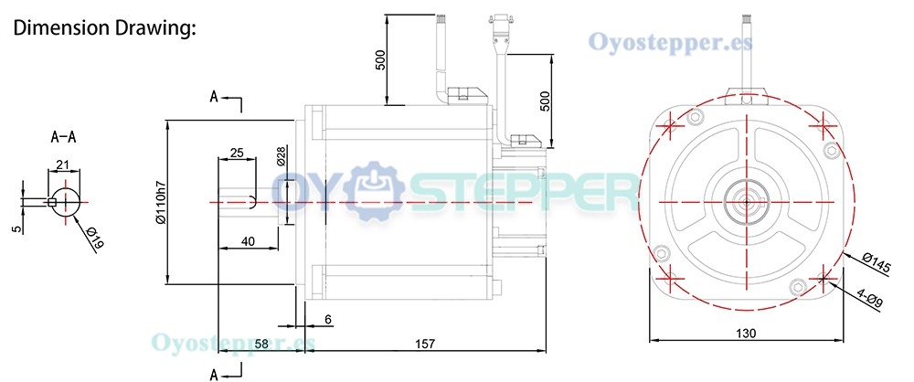 Motor Servo DC 1500 W 48 V 4.78 N·m 3000 RPM con Encoder Magnético de 2500 Líneas